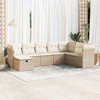 Set Divano da Giardino 8 pz con Cuscini Beige in Polyrattan 3325334