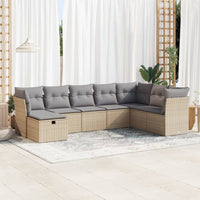 Set Divano da Giardino 8 pz con Cuscini Beige in Polyrattan 3325335