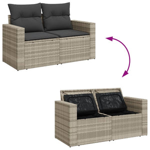 Set Divano da Giardino 4pz con Cuscini Grigio Chiaro Polyrattan 3325358