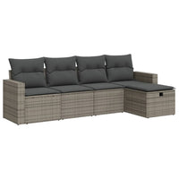 Set Divano da Giardino 5 pz con Cuscini Grigio in Polyrattan 3325366