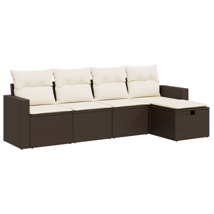 Set Divano da Giardino 5 pz con Cuscini Marrone in Polyrattan 3325369