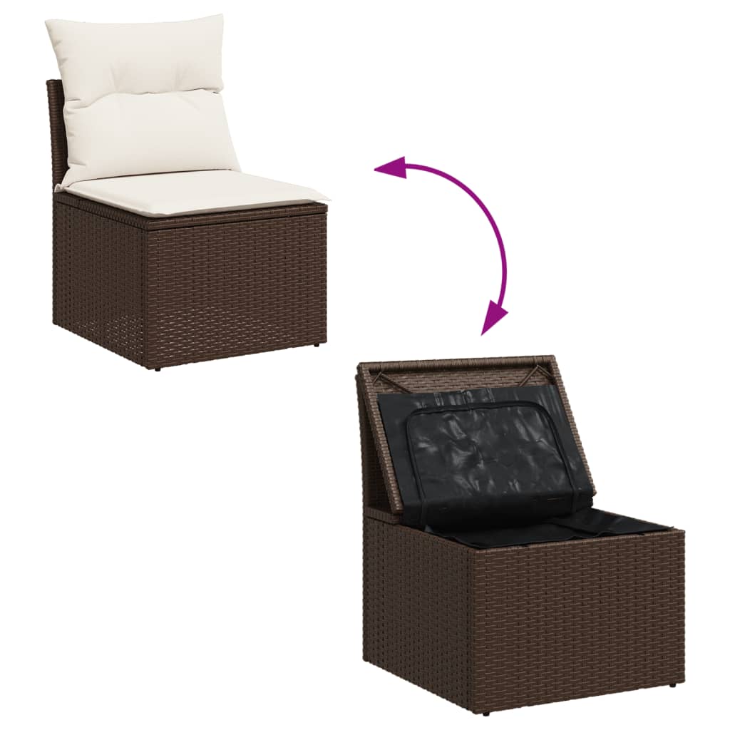 Set Divano da Giardino 5 pz con Cuscini Marrone in Polyrattan 3325369