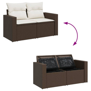 Set Divano da Giardino 5 pz con Cuscini Marrone in Polyrattan 3325369