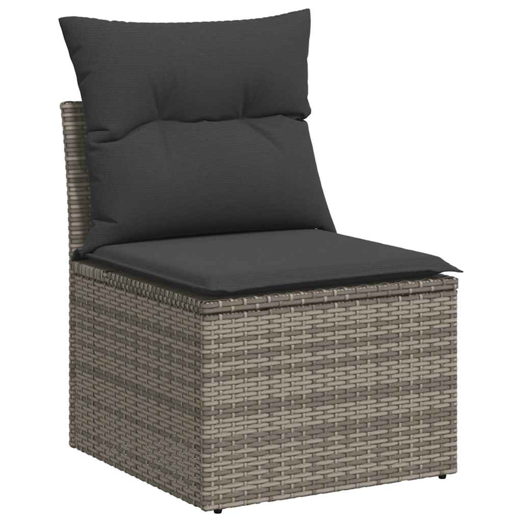 Set Divani da Giardino 7 pz con Cuscini Grigio in Polyrattan 3325396