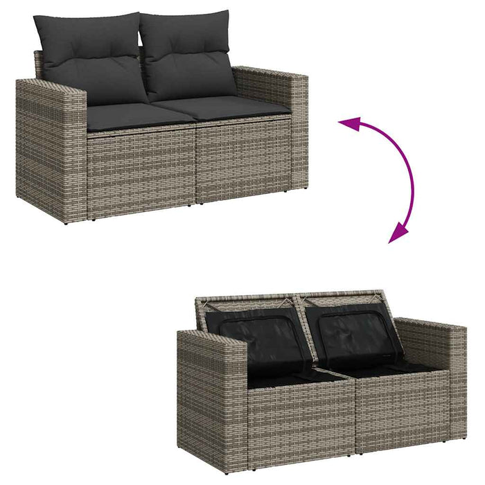 Set Divani da Giardino 7 pz con Cuscini Grigio in Polyrattan 3325396