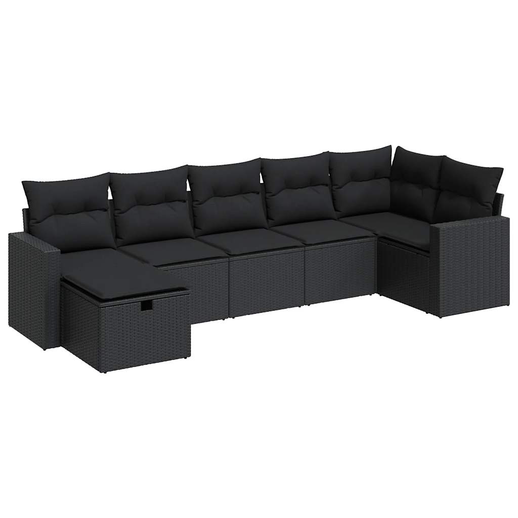 Set Divani da Giardino con Cuscini 7pz Nero Polyrattan 3325401