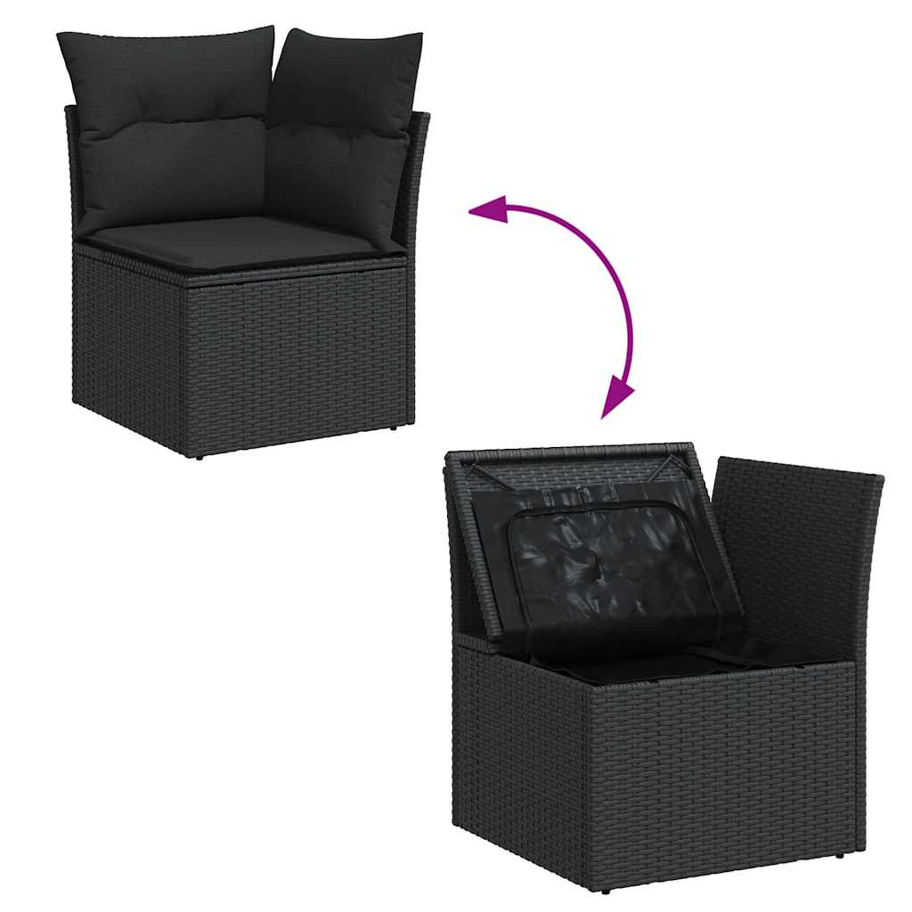 Set Divani da Giardino con Cuscini 7pz Nero Polyrattan 3325401