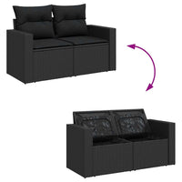 Set Divani da Giardino con Cuscini 7pz Nero Polyrattan 3325401