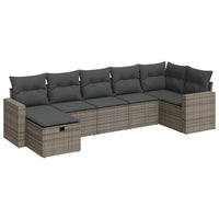 Set Divani da Giardino 7 pz con Cuscini Grigio in Polyrattan 3325406