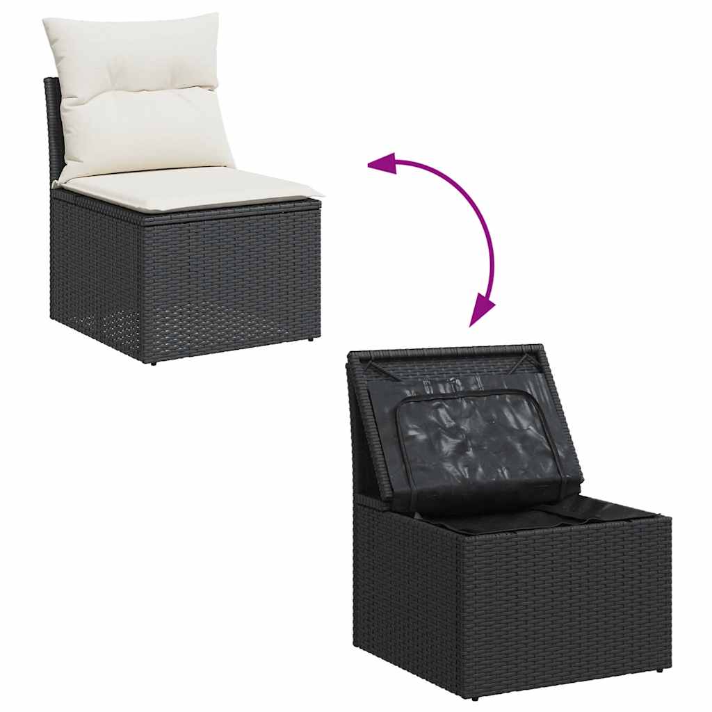 Set Divani da Giardino con Cuscini 8 pz Nero in Polyrattan 3325412