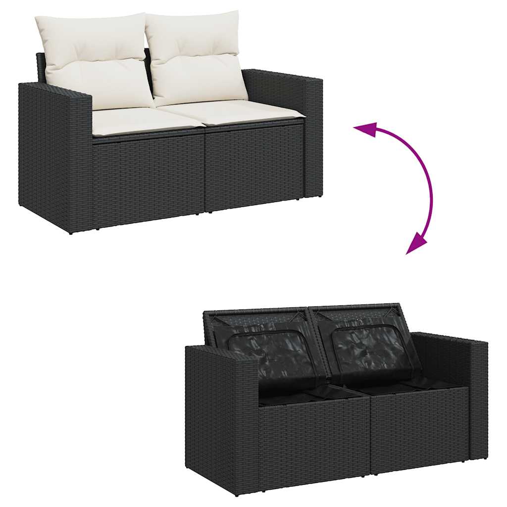 Set Divani da Giardino con Cuscini 8 pz Nero in Polyrattan 3325412