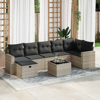 Set Divano da Giardino 8pz con Cuscini Grigio Chiaro Polyrattan 3325418