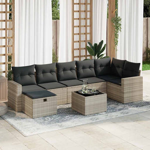 Set Divano da Giardino 8pz con Cuscini Grigio Chiaro Polyrattan 3325418