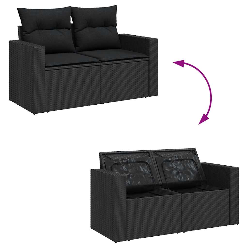 Set Divani da Giardino 9 pz con Cuscini Nero in Polyrattan 3325441