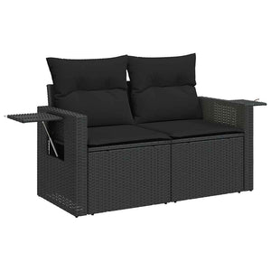 Set Divani da Giardino 4 pz con Cuscini Nero in Polyrattan 3325451