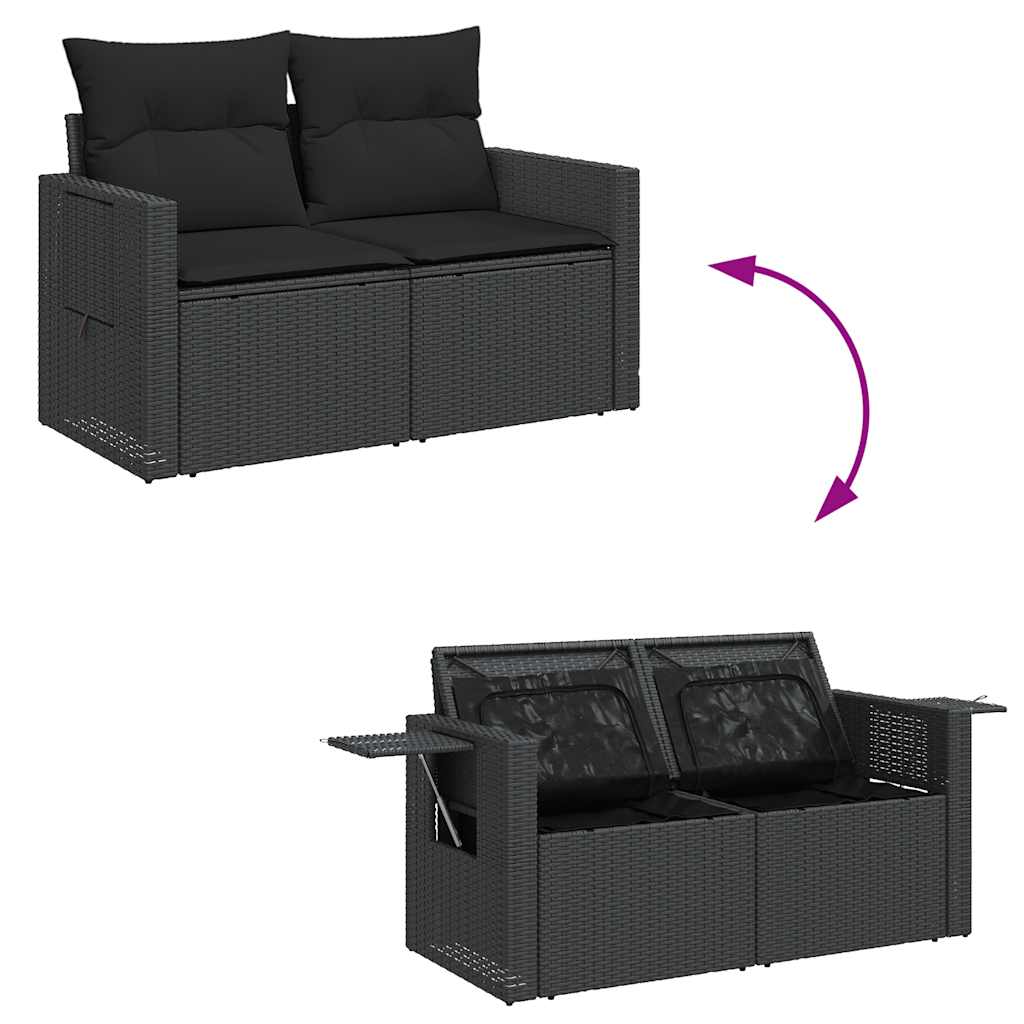 Set Divani da Giardino 4 pz con Cuscini Nero in Polyrattan 3325451