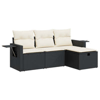 Set Divani da Giardino 4 pz con Cuscini Nero in Polyrattan 3325452