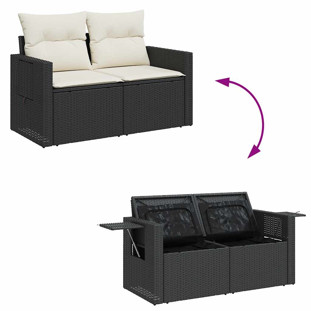 Set Divani da Giardino 4 pz con Cuscini Nero in Polyrattan 3325452