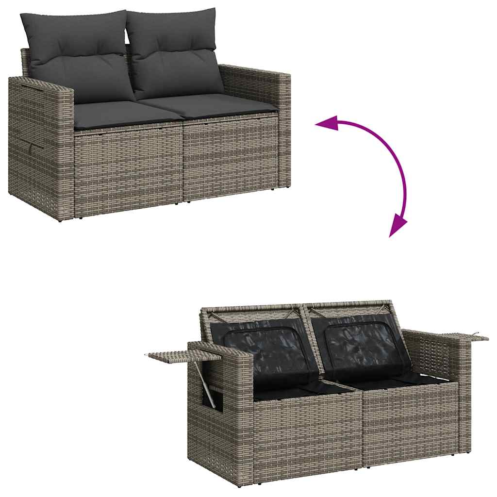 Set Divano da Giardino 5 pz con Cuscini Grigio in Polyrattan 3325466