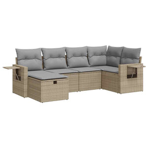 Set Divano da Giardino 6 pz con Cuscini Beige in Polyrattan 3325485