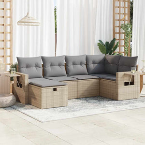 Set Divano da Giardino 6 pz con Cuscini Beige in Polyrattan 3325485