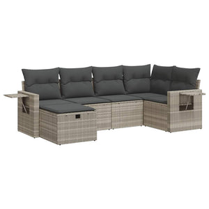 Set Divano da Giardino 6pz con Cuscini Grigio Chiaro Polyrattan 3325488