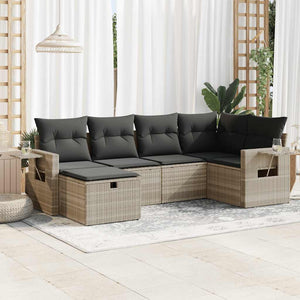 Set Divano da Giardino 6pz con Cuscini Grigio Chiaro Polyrattan 3325488