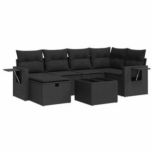 Set Divani da Giardino con Cuscini 7pz Nero Polyrattan 3325491