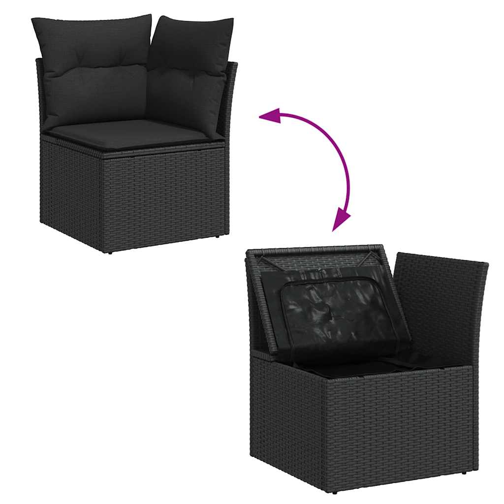 Set Divani da Giardino con Cuscini 7pz Nero Polyrattan 3325491