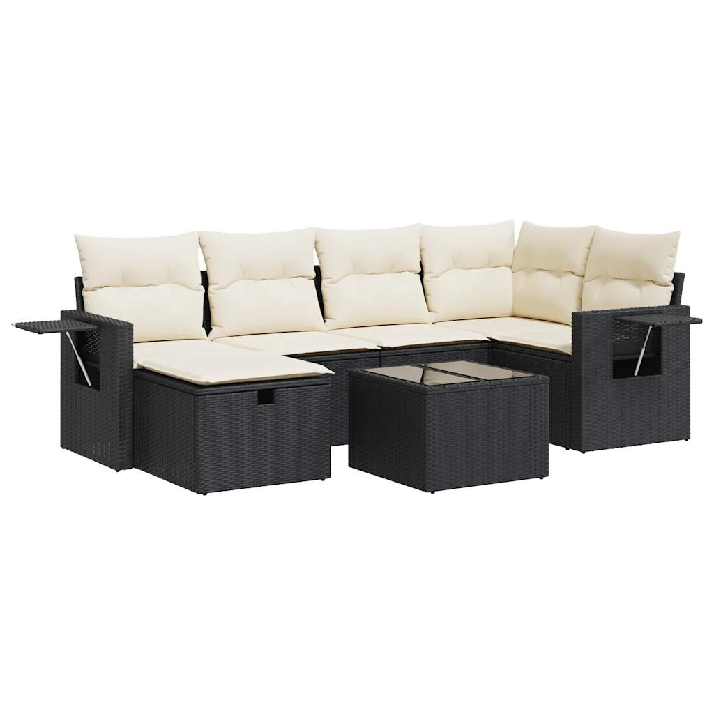 Set Divani da Giardino con Cuscini 7pz Nero Polyrattan 3325492