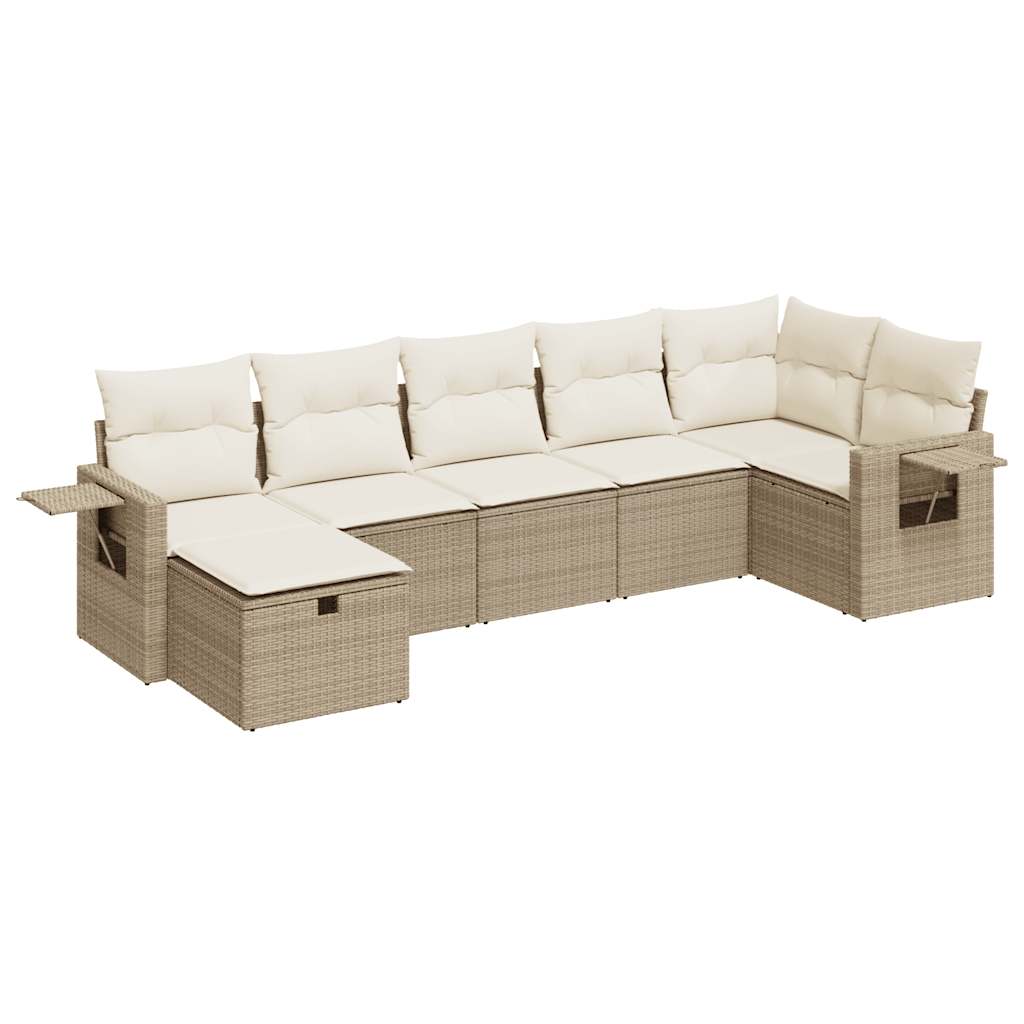 Set Divani da Giardino 7 pz con Cuscini Beige in Polyrattan 3325504