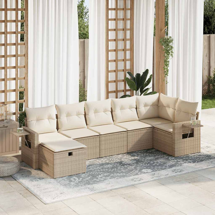 Set Divani da Giardino 7 pz con Cuscini Beige in Polyrattan 3325504