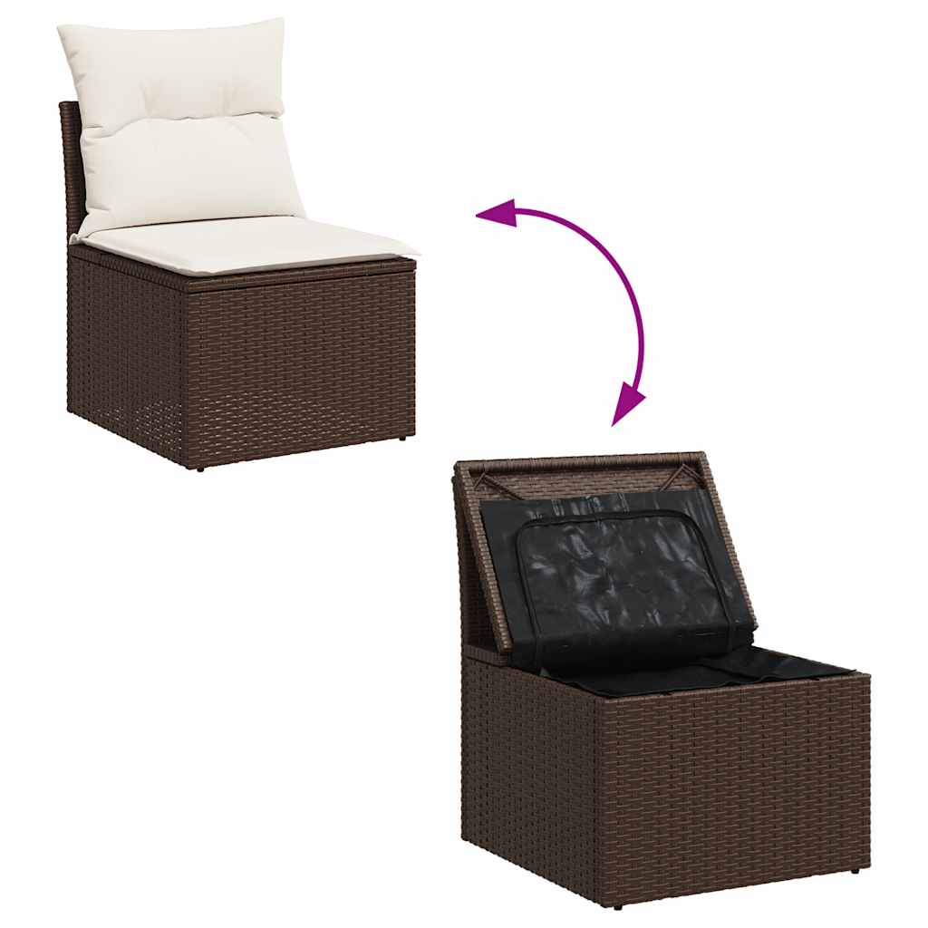 Set Divani da Giardino 7 pz con Cuscini Marrone in Polyrattan 3325509