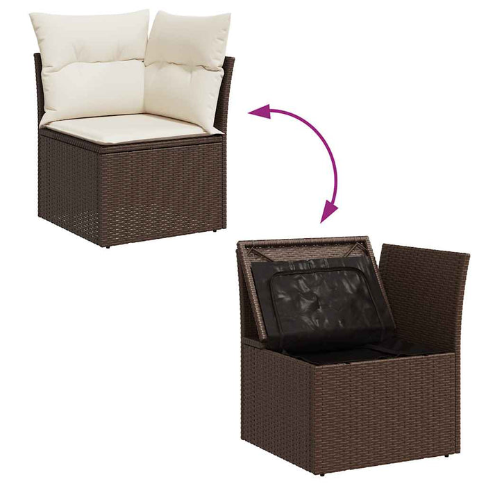 Set Divani da Giardino 7 pz con Cuscini Marrone in Polyrattan 3325509