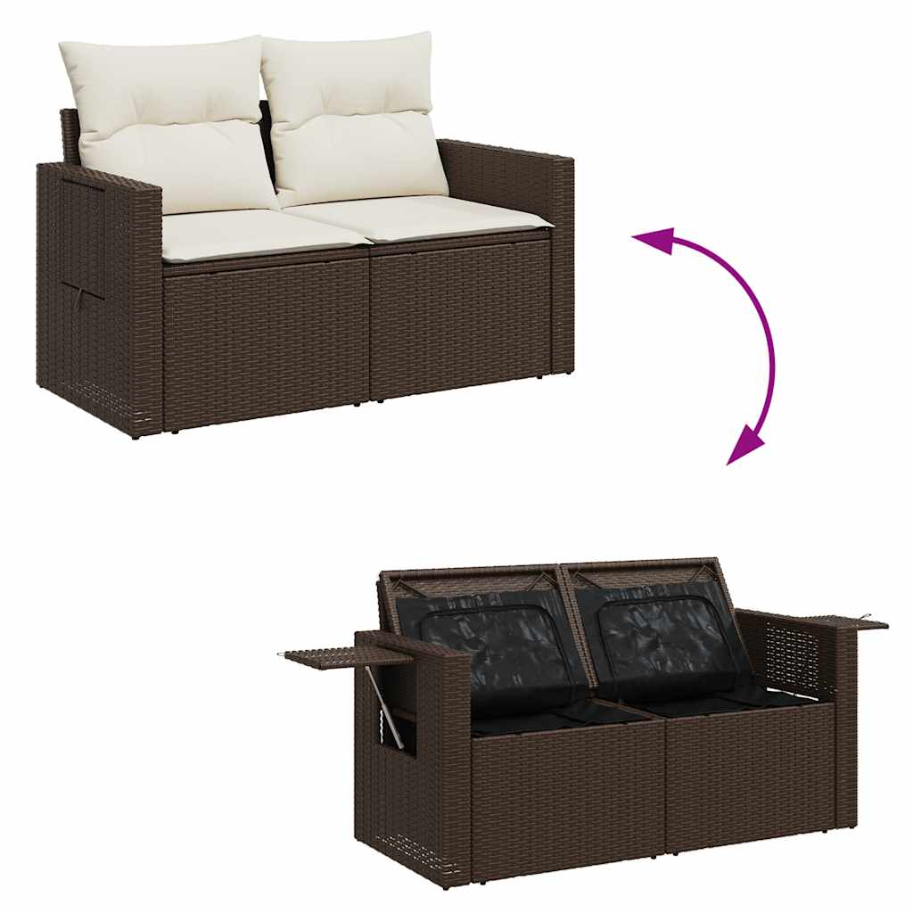 Set Divani da Giardino 7 pz con Cuscini Marrone in Polyrattan 3325509