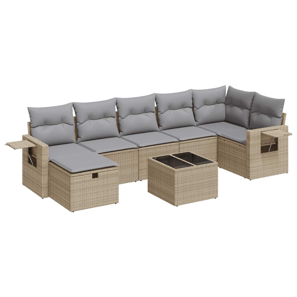 Set Divano da Giardino 8 pz con Cuscini Beige in Polyrattan 3325515