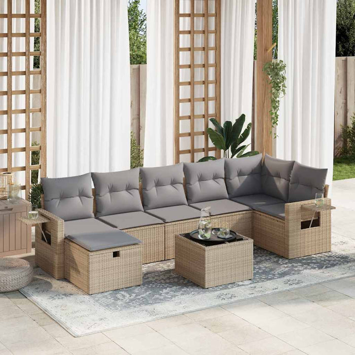 Set Divano da Giardino 8 pz con Cuscini Beige in Polyrattan 3325515