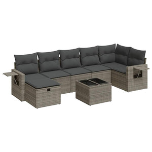 Set Divano da Giardino 8 pz con Cuscini Grigio in Polyrattan 3325516