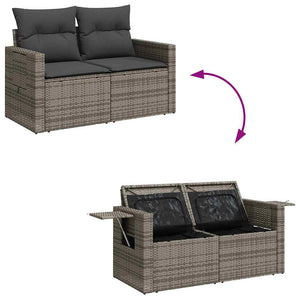 Set Divano da Giardino 8 pz con Cuscini Grigio in Polyrattan 3325516