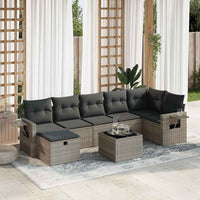 Set Divano da Giardino 8 pz con Cuscini Grigio in Polyrattan 3325516