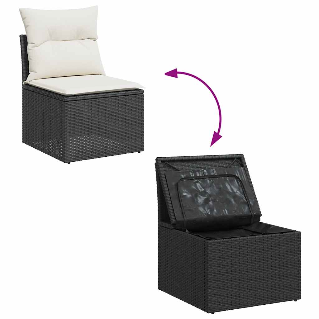 Set Divano da Giardino 6 pz con Cuscini Nero in Polyrattan 3325522