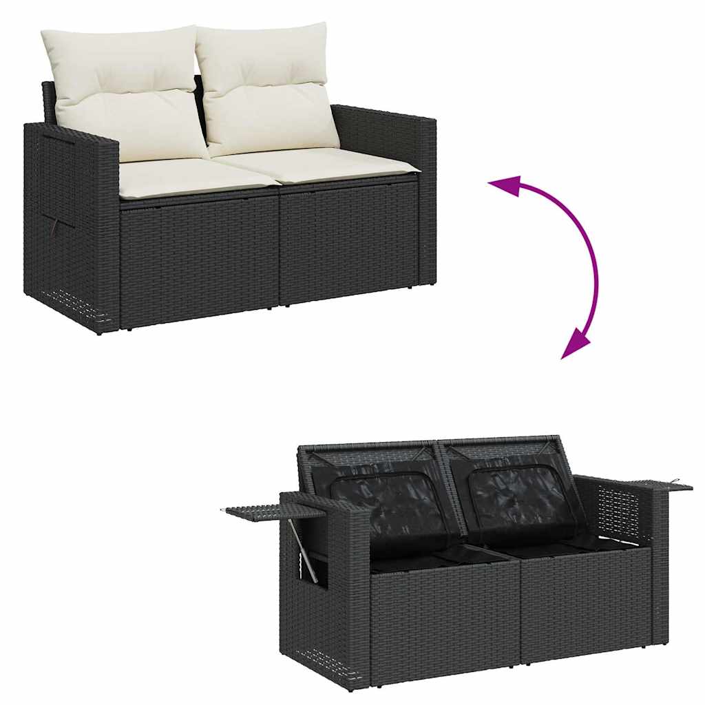 Set Divano da Giardino 6 pz con Cuscini Nero in Polyrattan 3325522