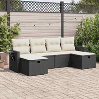 Set Divano da Giardino 6 pz con Cuscini Nero in Polyrattan 3325522