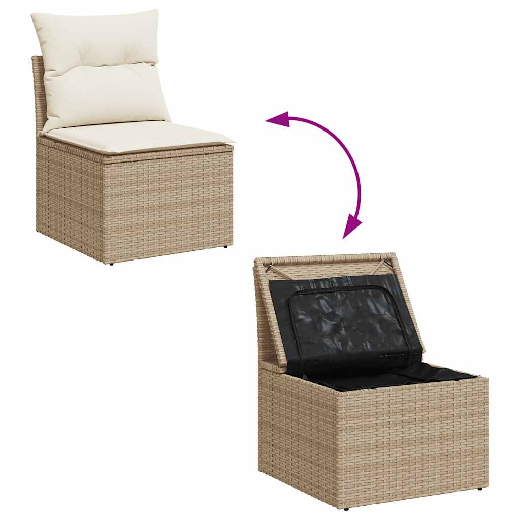 Set Divano da Giardino 9 pz con Cuscini Beige in Polyrattan 3325544