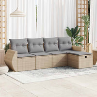 Set Divano da Giardino 5 pz con Cuscini Beige in Polyrattan 3325565