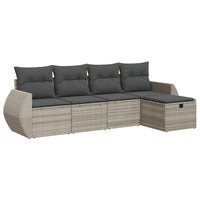 Set Divano da Giardino 5pz con Cuscini Grigio Chiaro Polyrattan 3325568