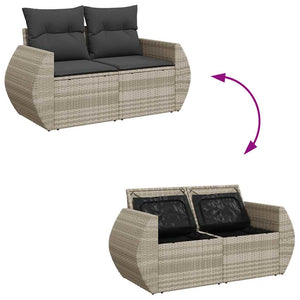 Set Divano da Giardino 5pz con Cuscini Grigio Chiaro Polyrattan 3325568