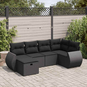 Set Divano da Giardino 6 pz con Cuscini Nero in Polyrattan 3325581