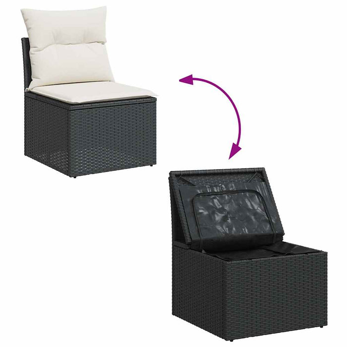 Set Divano da Giardino 6 pz con Cuscini Nero in Polyrattan 3325582