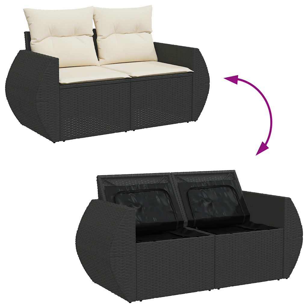 Set Divano da Giardino 6 pz con Cuscini Nero in Polyrattan 3325582